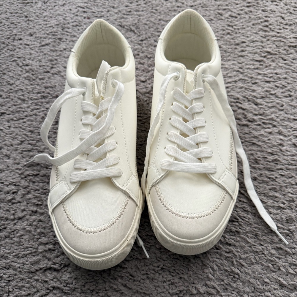 Lucky Brand Cream Lace-Up Sneakers
